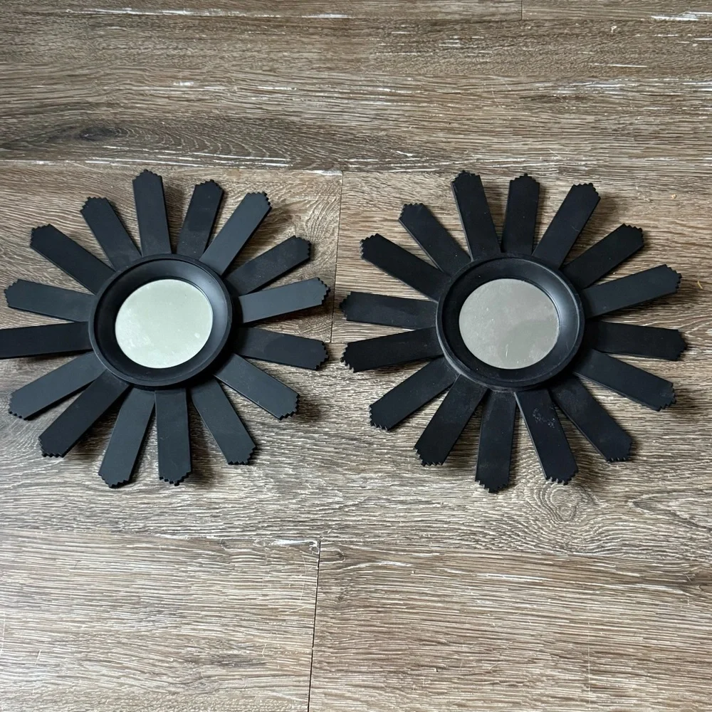 Black‎ Sunburst Wall Mirrors Set Of Two